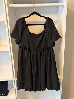 Fashion Nova Black Babydoll Mini Dress Flutter Sleeve XL